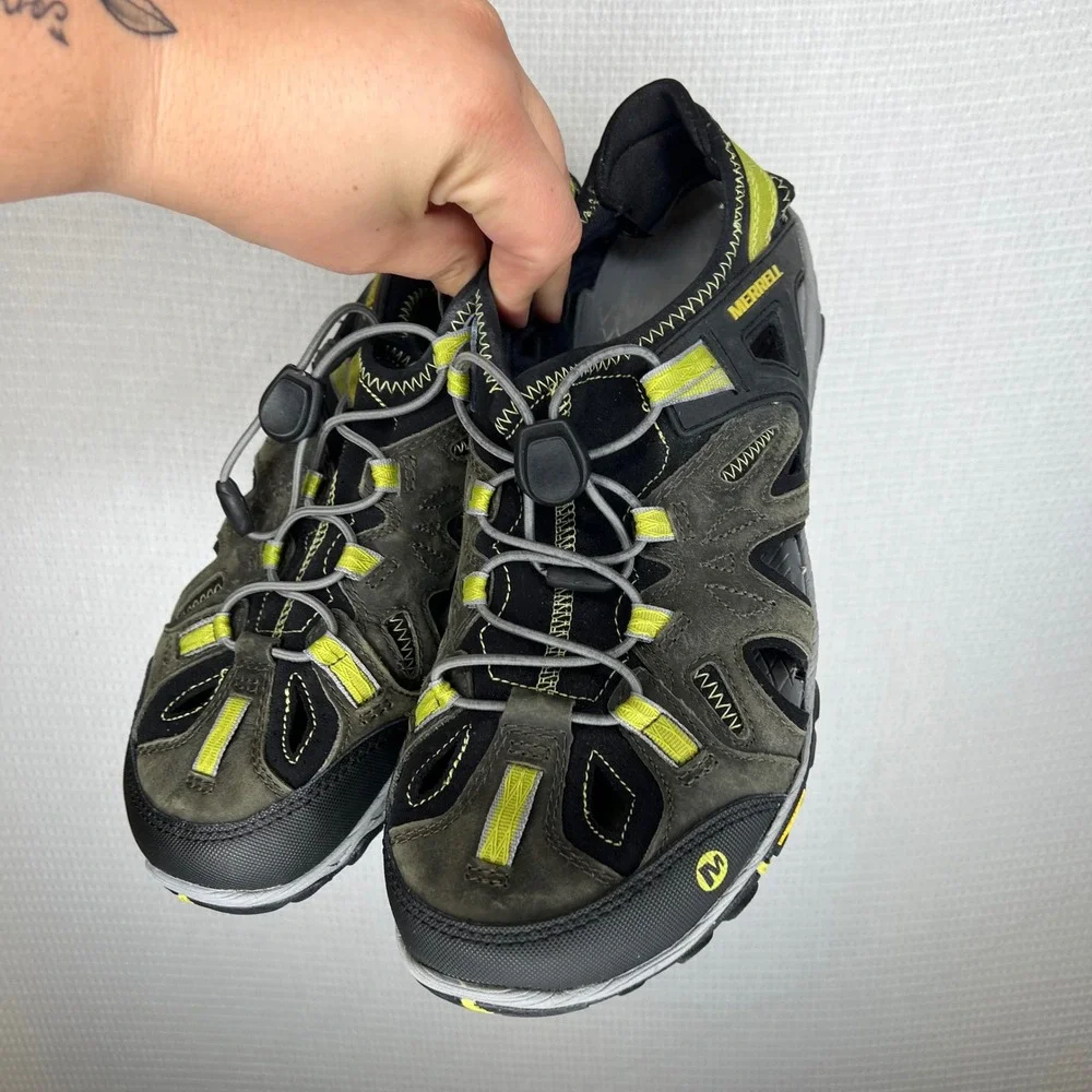 Merrell All Out Blaze Sieve Mens 10 Castle Rock Green Oasis Hiking Shoes J65233